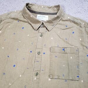 REI‎ Co-op Shirt Men XL Brown Hemp Cotton Button Up Pocket Outdoor Camp Casual